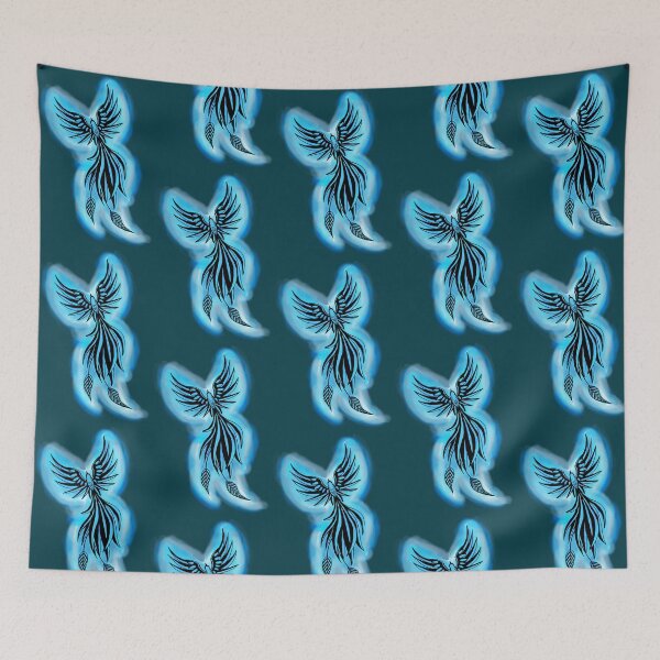 Item preview, Blue Flame Phoenix - Icy Mystical Firebird Art designed and sold by URSM.