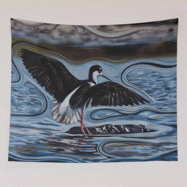 Item preview, Black Necked Stilt Bird Painting designed and sold by WildLedger.