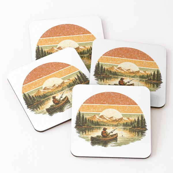 Item preview, Vintage Sunset Fishing Canoe Lake Mountain Retro Outdoor Graphic T-Shirt designed and sold by farhanriax.