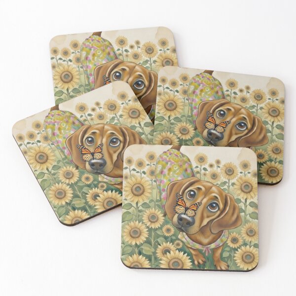 Item preview, Sweet Hound in a Sunflower Field with Butterfly designed and sold by RescueHeart10.