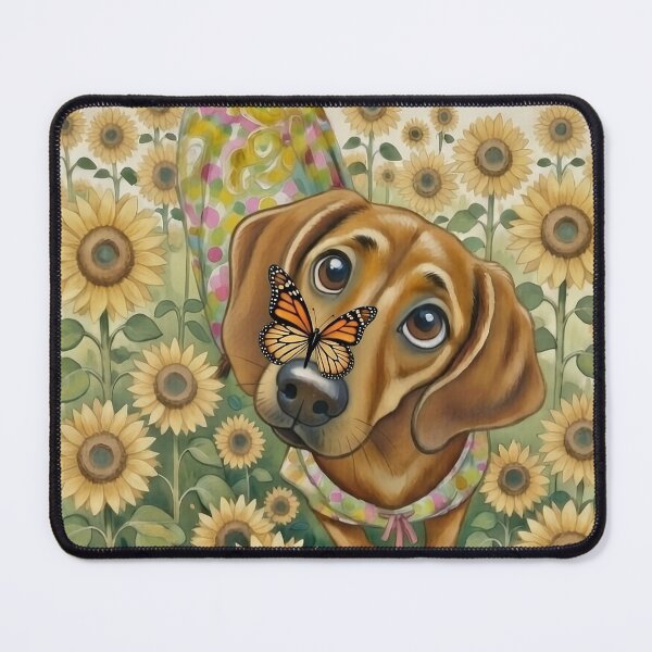Item preview, Sweet Hound in a Sunflower Field with Butterfly designed and sold by RescueHeart10.
