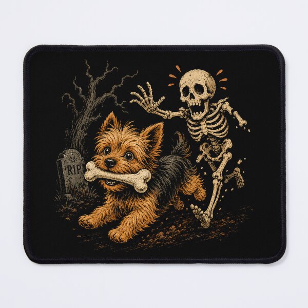 Item preview, Funny Yorkie Skeleton and Halloween designed and sold by will freed18.