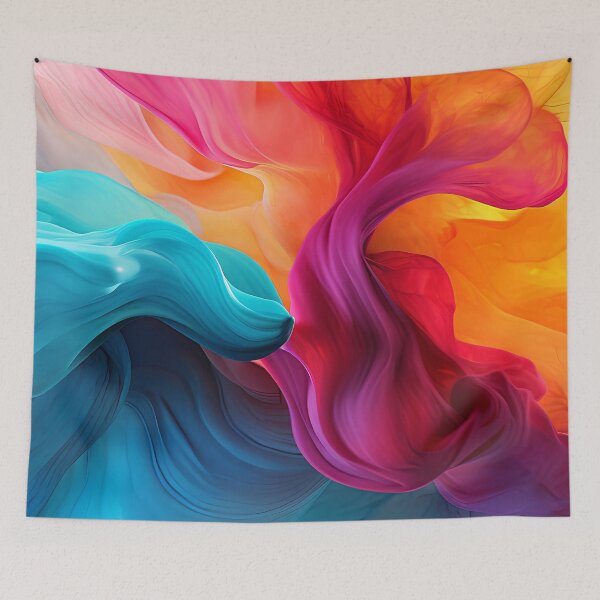 Item preview, Vibrant Colorful Flowing Scarves Suspended In Air Abstract designed and sold by DEC02.
