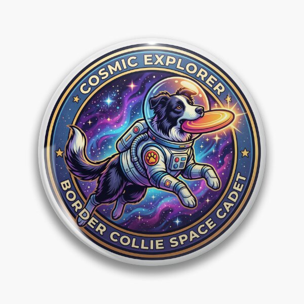 Item preview, Border Collie Space Cadet Dog Retro Cosmic Art Patch T-Shirt designed and sold by Ink & Void Co..