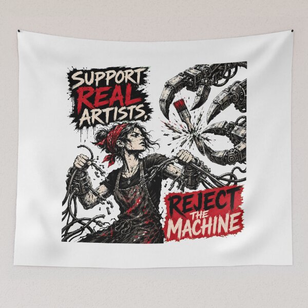 Item preview, Support Real Artists Reject Machine Punk Rebellion designed and sold by chattsuede.