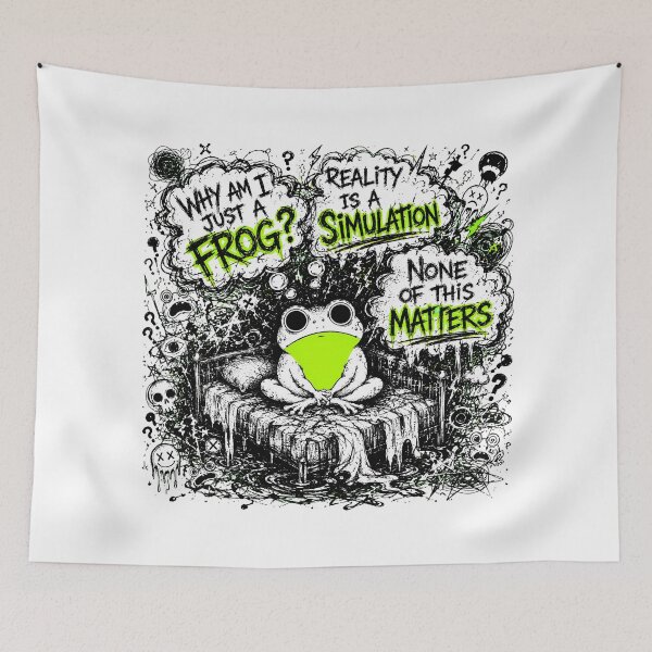 Item preview, Why Am I Just A Frog Absurdist Chaotic Doodle designed and sold by chattsuede.
