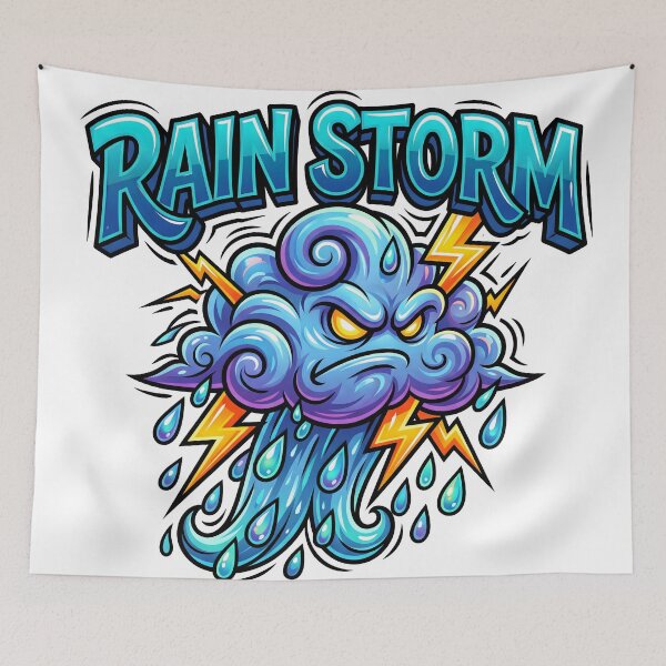 Item preview, Rain Storm Angry Cloud Cartoon Design designed and sold by castillomiami.