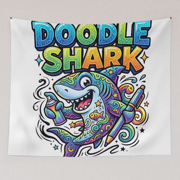 Item preview, Doodle Shark Colorful Artist Cartoon designed and sold by castillomiami.