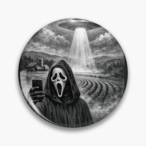 Item preview, Cute Scary Face Horror Ghost Selfie with Alien UFO Funny designed and sold by will freed18.