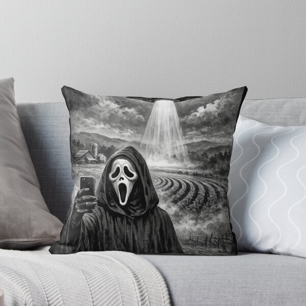 Item preview, Cute Scary Face Horror Ghost Selfie with Alien UFO Funny designed and sold by will freed18.