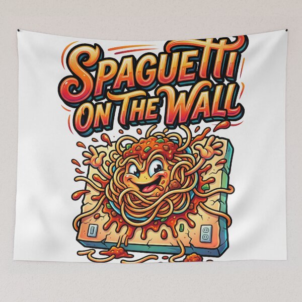 Item preview, Spaghetti on the Wall Funny Pasta Cartoon designed and sold by castillomiami.