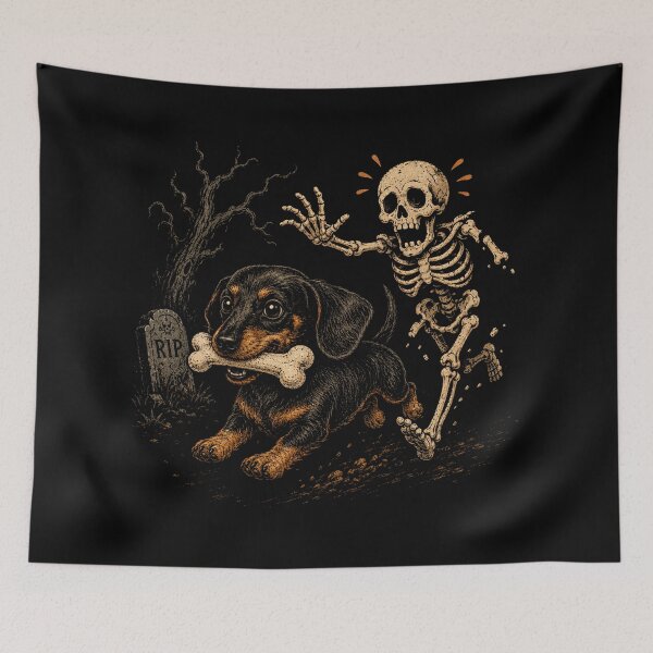 Item preview, Funny Dachshund Skeleton and Halloween designed and sold by will freed18.