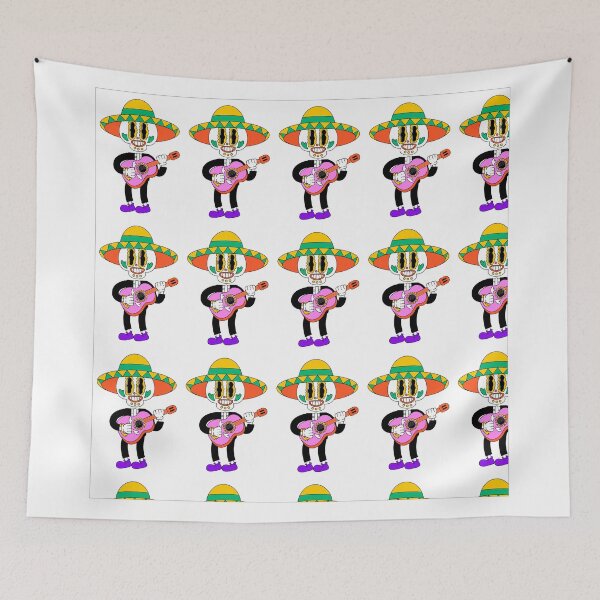 Item preview, Retro Mariachi Skeleton Guitar Pattern designed and sold by manojbalan1968.
