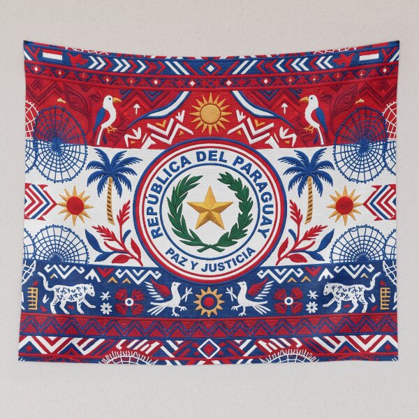 Item preview, C Paraguayan Flag Culture Ñandutí Lace Traditional Pattern designed and sold by ART ATTACK ZONE.