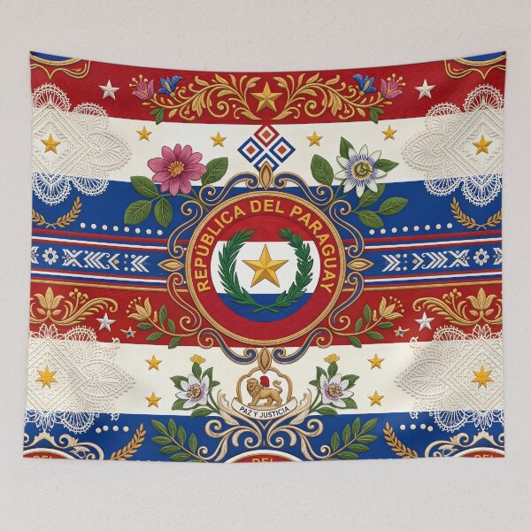Item preview, 2 Paraguayan Flag Culture Ñandutí Lace Traditional Pattern designed and sold by ART ATTACK ZONE.