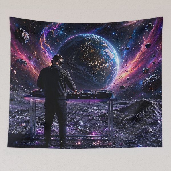 Item preview, Cosmic DJ on the Moon – Galactic Music Universe | Sci-Fi Space Art designed and sold by Atelier Nova.