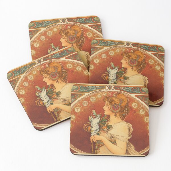 Item preview, La Plume by Alphonse Mucha - Art Nouveau Zodiac Print | Alphonse Mucha Style Portrait | Vintage Fine Art Wall Decor designed and sold by RickE.