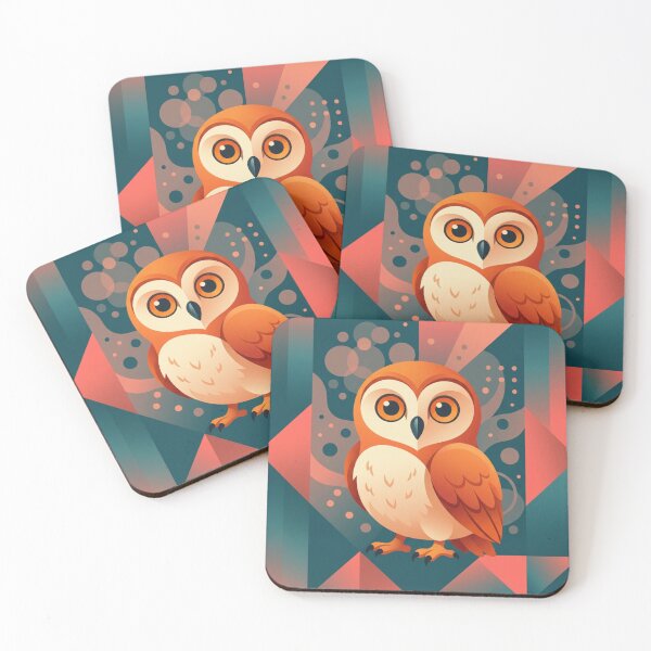 Item preview, Geometric Abstract Owl - Colorful Teal and Orange Design designed and sold by MKTreasures.