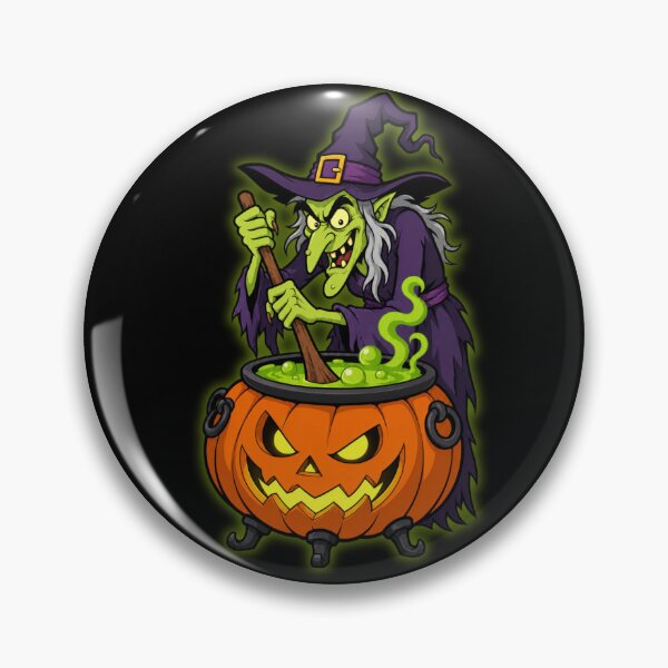 Item preview, Witch Brewing Potion In Jack O Lantern Cauldron Halloween Illustration designed and sold by GibasVisuals.