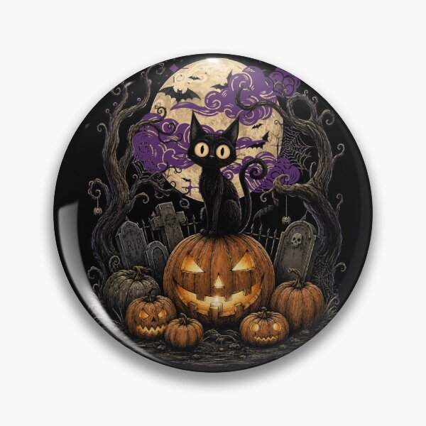 Item preview, Halloween Black Cat Pumpkin Vintage designed and sold by Nacho Average Designs.