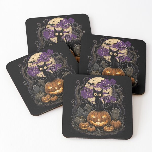 Item preview, Halloween Black Cat Pumpkin Vintage designed and sold by Nacho Average Designs.