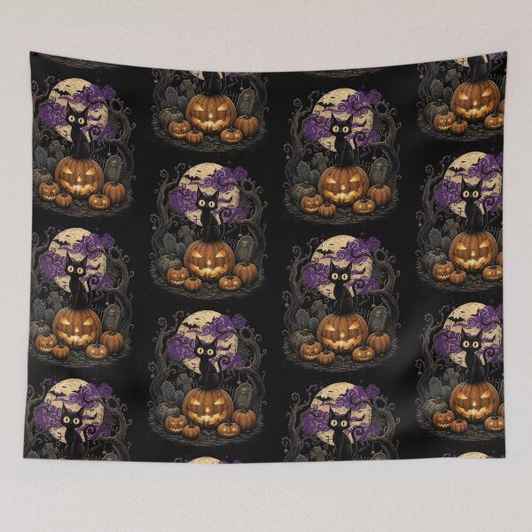 Item preview, Halloween Black Cat Pumpkin Vintage designed and sold by Nacho Average Designs.