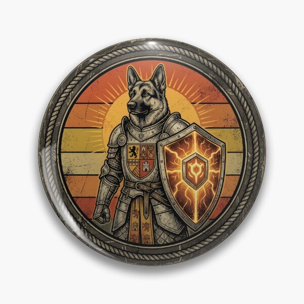 Item preview, Retro Medieval Knight German Shepherd Vintage Badge designed and sold by DuckOddity.