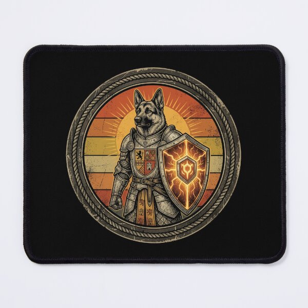 Item preview, Retro Medieval Knight German Shepherd Vintage Badge designed and sold by DuckOddity.