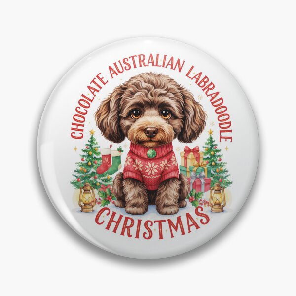 Item preview, Chocolate Australian Labradoodle Christmas designed and sold by TheAnimalZ00.