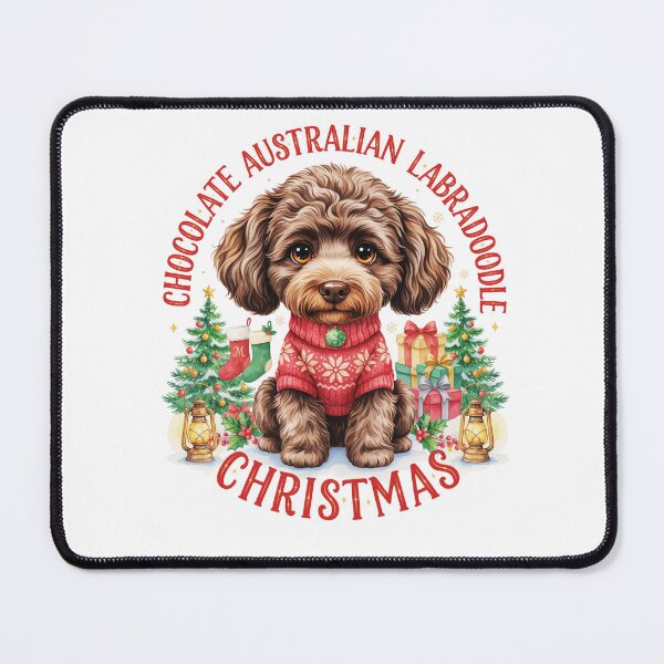 Item preview, Chocolate Australian Labradoodle Christmas designed and sold by TheAnimalZ00.