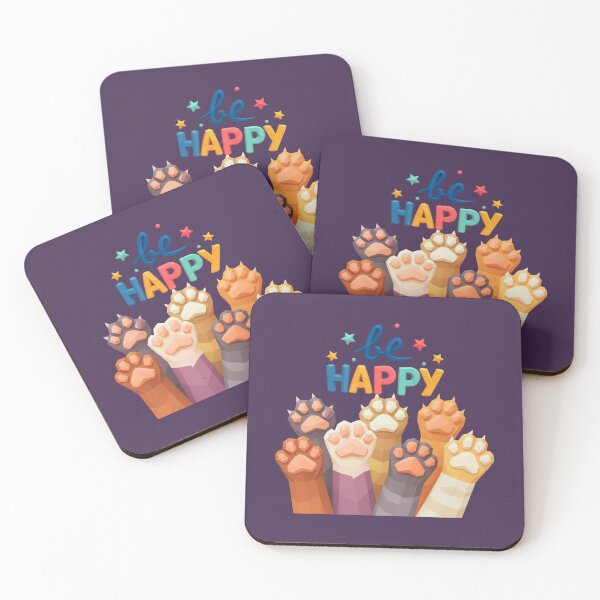 Item preview, Be Happy Colorful Kawaii Cat Paws designed and sold by ArtMochis.