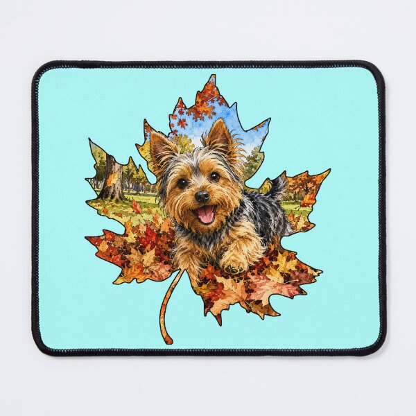 Item preview, Fall Yorkie Yorkshire Terrier Playing In Autumn Leaves designed and sold by Lion and Lamb Design.