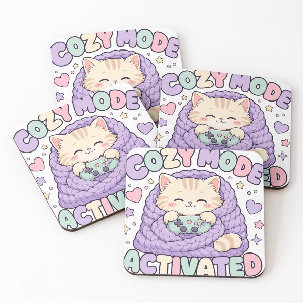 Item preview, Cozy Mode Activated Kawaii Gamer Cat in Blanket designed and sold by BoosterShop.
