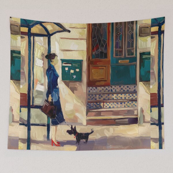 Item preview,  “Under the Blue Shelter” - Parisian Woman Wall Art  designed and sold by CARRAANN.