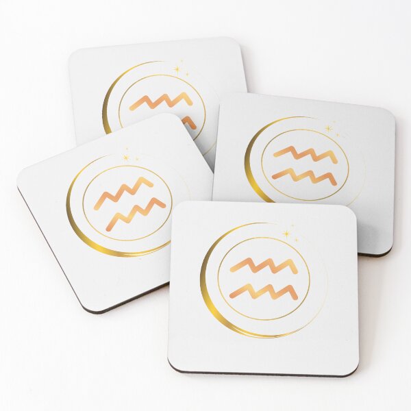 Item preview, Minimalist Aquarius Zodiac Sign with Golden Moon designed and sold by MadeByMira.