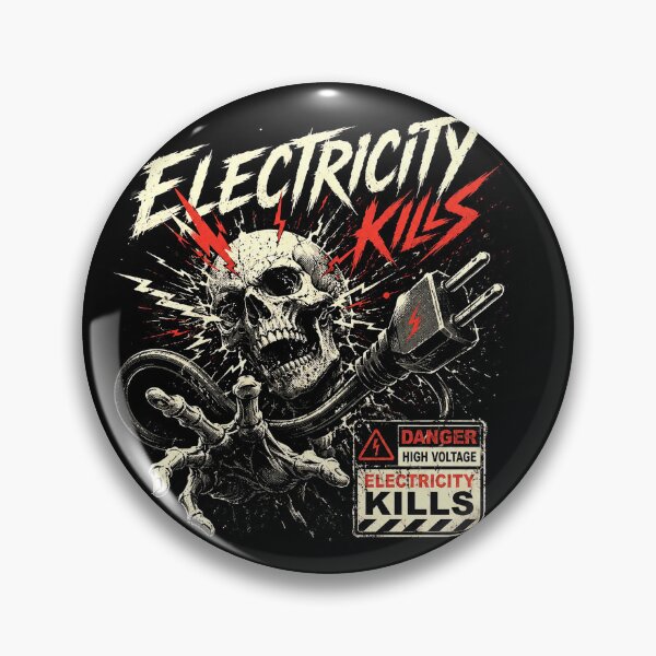 Item preview, Electricity Kills Skull High Voltage Vintage Horror Graphic Tee designed and sold by Abidel.