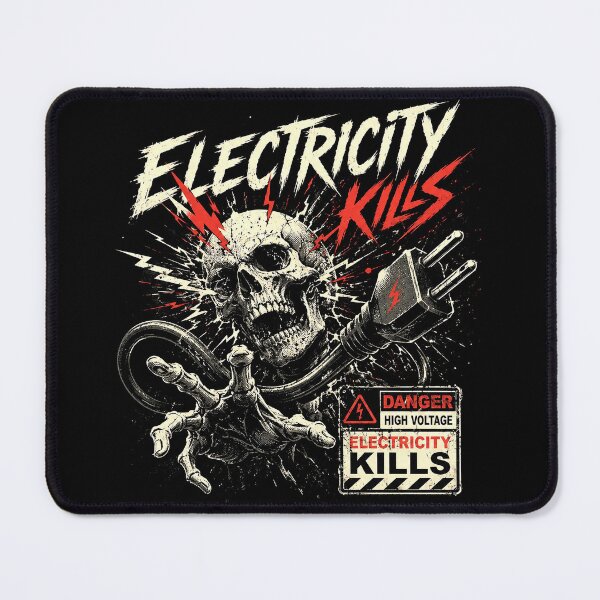 Item preview, Electricity Kills Skull High Voltage Vintage Horror Graphic Tee designed and sold by Abidel.