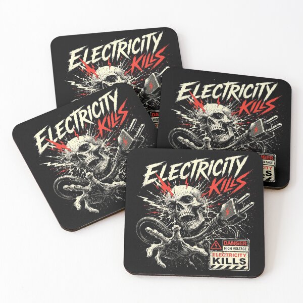 Item preview, Electricity Kills Skull High Voltage Vintage Horror Graphic Tee designed and sold by Abidel.
