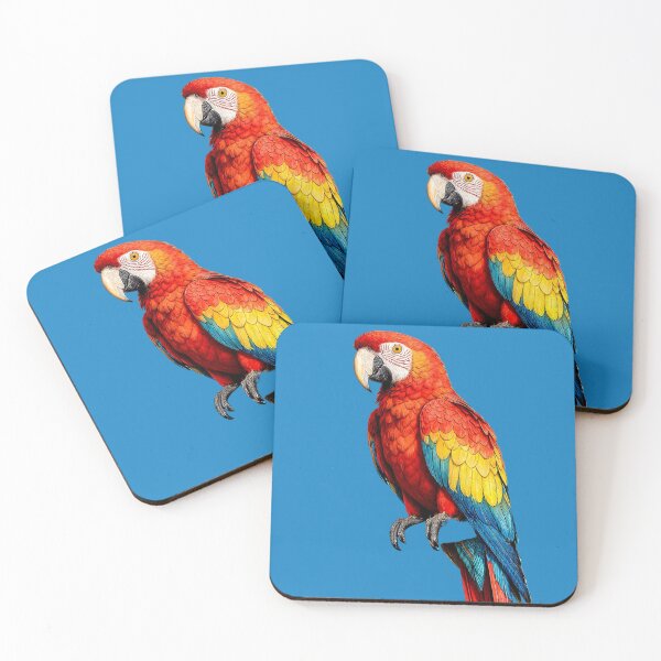 Item preview, Vibrant Scarlet Macaw Bird Figurine designed and sold by The Empire Of Digital Art..