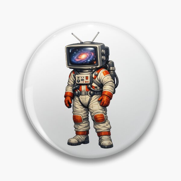Aperçu de l'œuvre Astronaute Rétro Sci-Fi à Tête de Télévision créée et vendue par builtforyou.