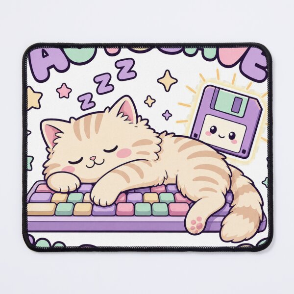 Item preview, Autosave in Progress Sleeping Kawaii Gamer Cat designed and sold by BoosterShop.