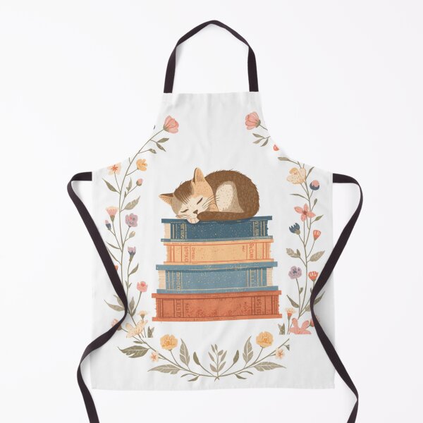 Item preview, Vintage sleeping cat on colorful antique books, surrounded by wildflowers, warm pastel colors, soft textured vector art, flat design, clean white background. designed and sold by Vexiora.