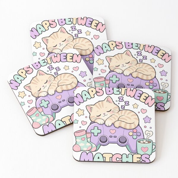 Item preview, Naps Between Matches Kawaii Gamer Cat Controller designed and sold by BoosterShop.