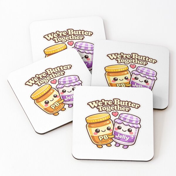 Item preview, We're Butter Together – Cute Peanut Butter & Jelly Kawaii Pun Sticker | PB & J Best Friends designed and sold by jonkiwi.