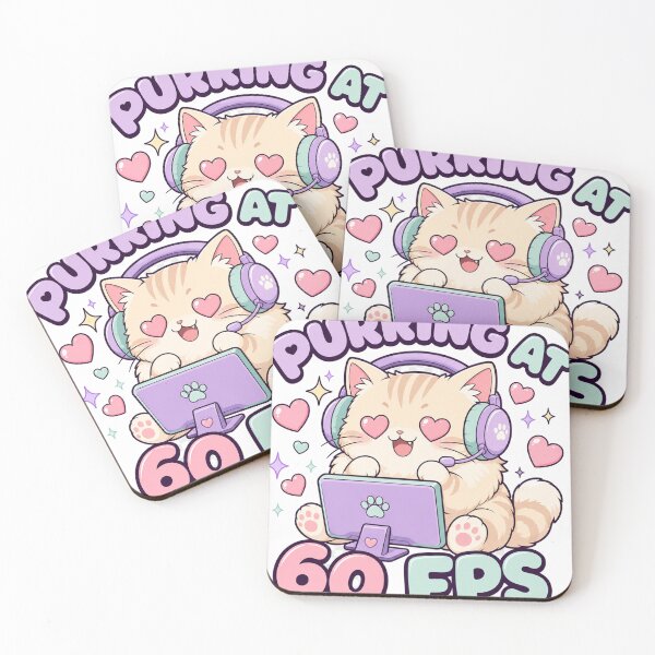 Item preview, Purring at 60 FPS Kawaii Gamer Cat with Headset designed and sold by BoosterShop.