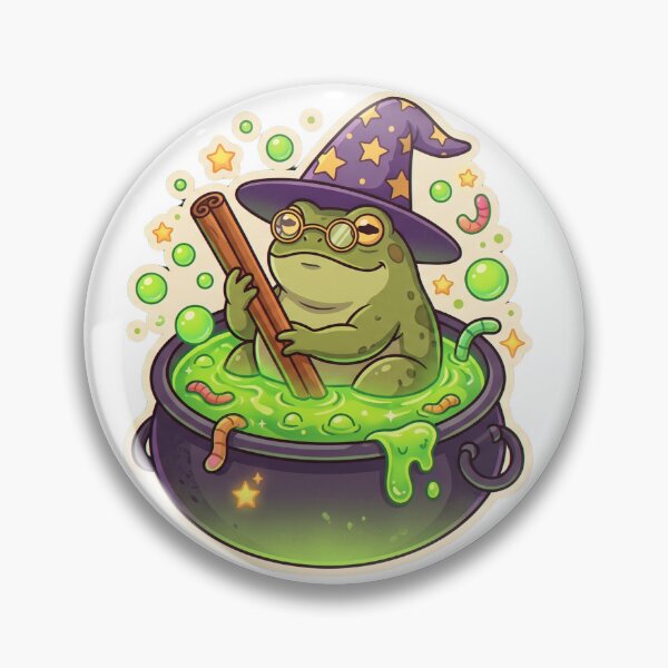 Item preview, WItch Toad in Bubbling Cauldron - Retro Magical Frog Sticker designed and sold by Ink & Void Co..