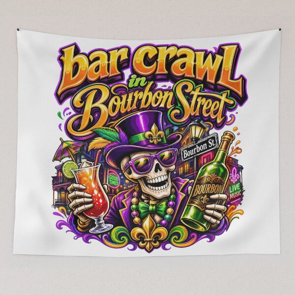 Item preview, Bourbon Street Bar Crawl Mardi Gras Design designed and sold by castillomiami.