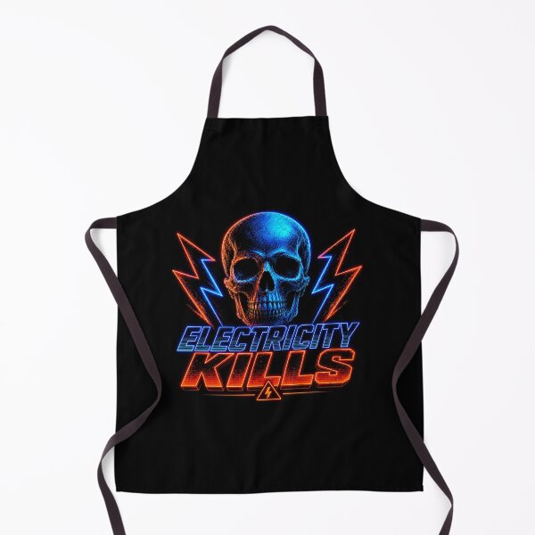 Item preview, Electricity Kills Neon Skull Synthwave Retro 80s Graphic Tee designed and sold by Abidel.