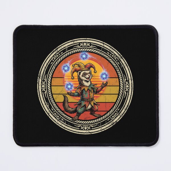 Item preview, Retro Jester Ferret Plasma Orbs Vintage Badge designed and sold by DuckOddity.