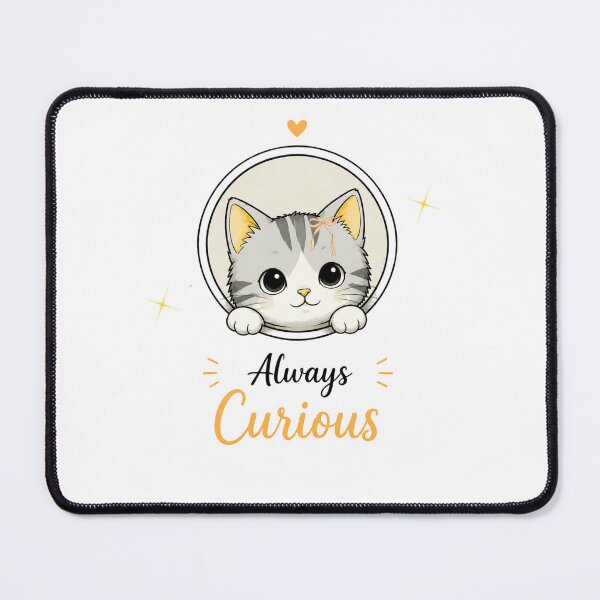 Item preview, Always Curious-Cue cat ilustration designed and sold by teeNova Wear.